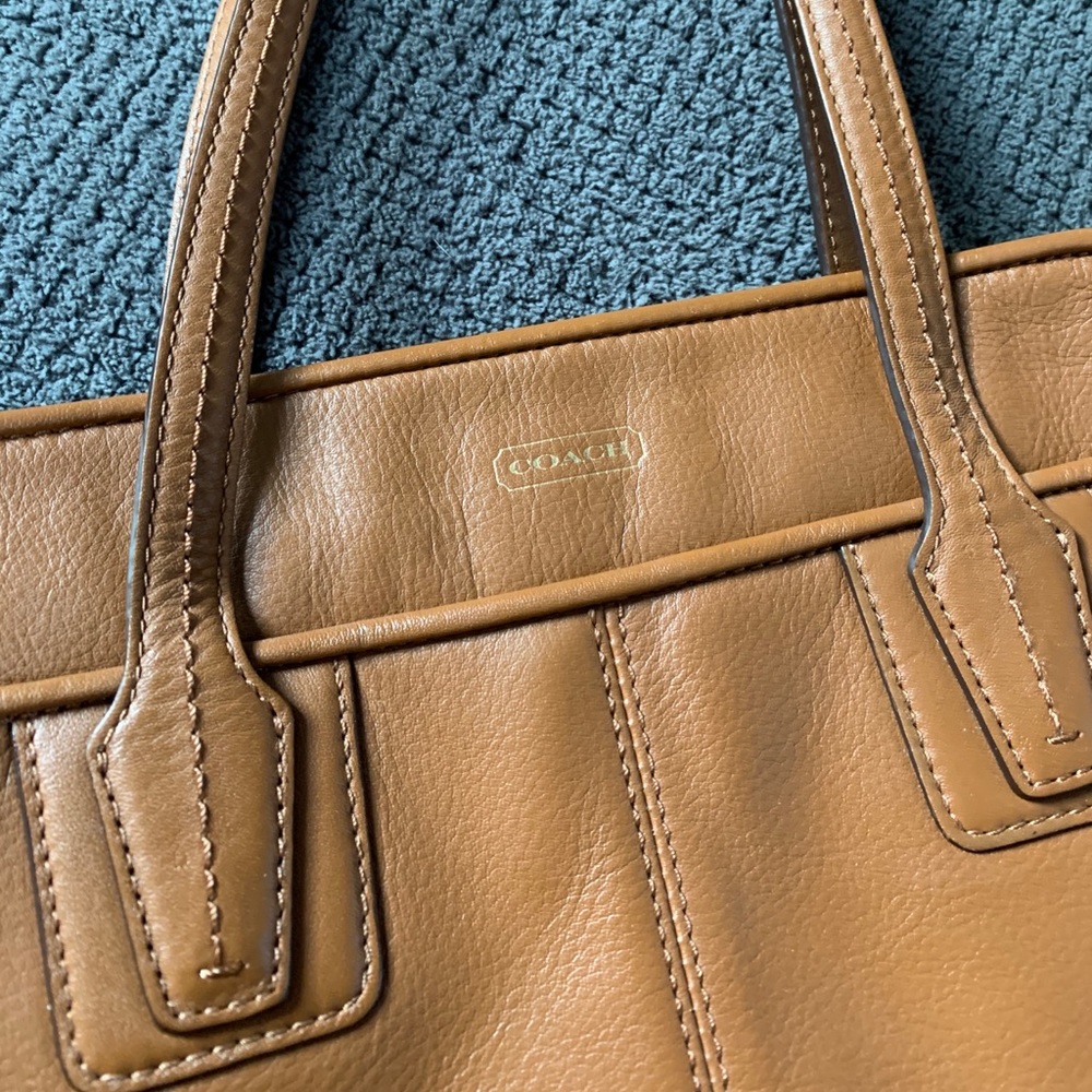 Camel color Coach crossbody bag